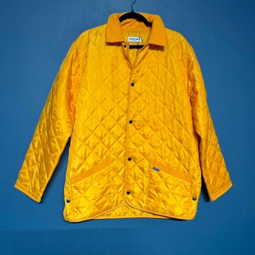 Know Wave Archival Quilted Jacket‎ Men's Size XL Yellow Gold Collared Snap Indie